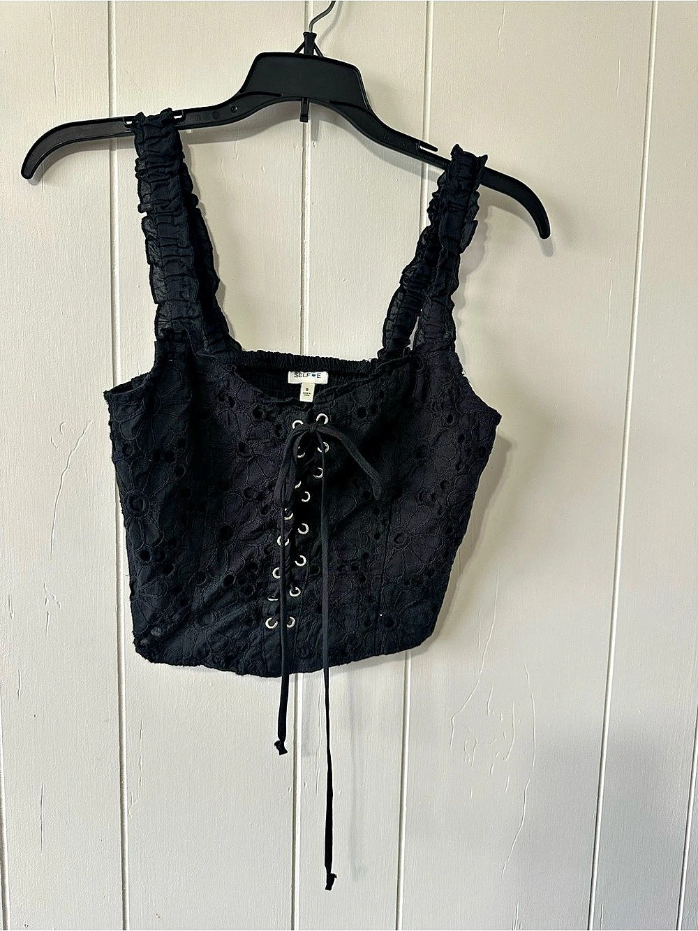 Self Esteem Black Lace-Up Corset Tank Top
